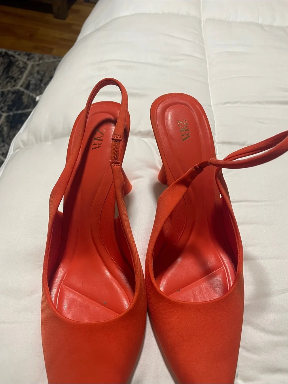 Zara Orange Slingback Pointed Pumps